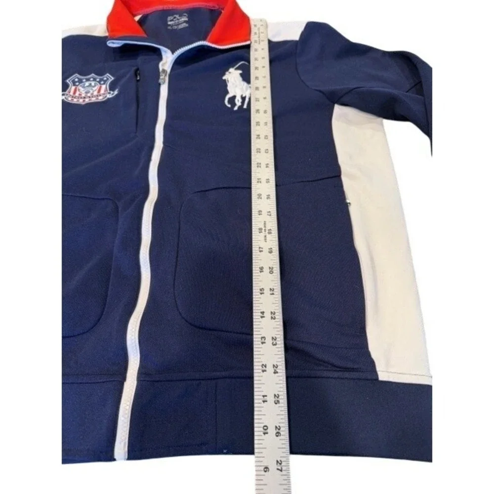 Polo Sport Ralph Lauren Mens XL USA Track Jacket Navy Blue Full Zip Colorblock